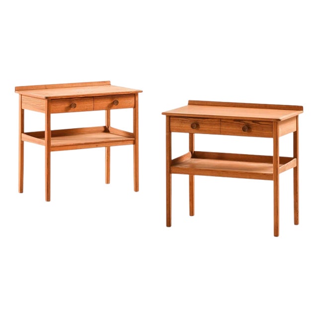 Bedside Tables in Pine by Carl Malmsten, 1940s, Set of 2 For Sale