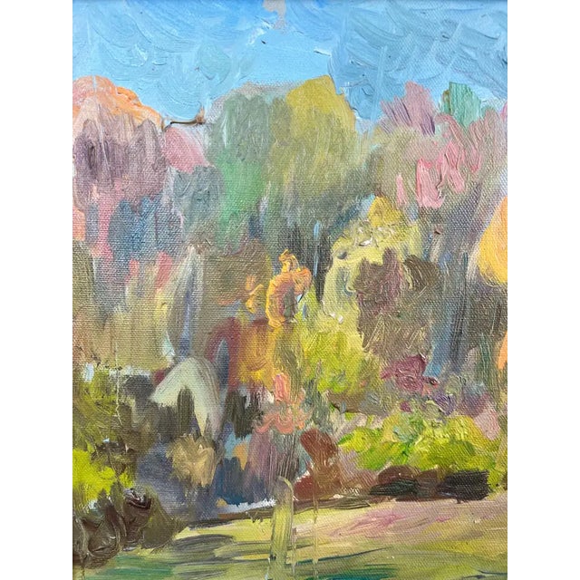 Textile Girair Poladian Signed 1994 Landscape Oil Painting in Ornate Gilt Frame 1994 For Sale - Image 7 of 14