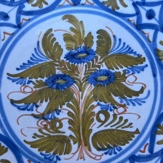 Rustic European A Vintage Guertes Talavera Polychrome Decorated Plate, Spain, Circa 1970's For Sale - Image 3 of 12