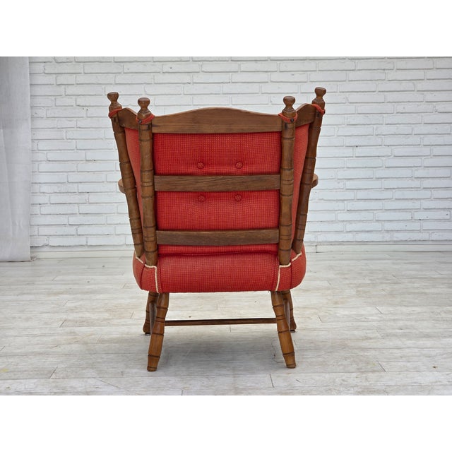 Scandinavian Armchair in Red Wool and Beech, 1960s For Sale - Image 11 of 18