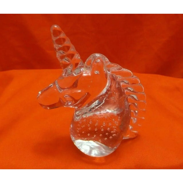 1970s Whimsical Horse Clear Crystal Controlled Bubbles Solid Glass Unicorn Figurine Chairish