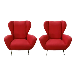 Pair of 1960s Italian Modern Sculptural Lounge Chairs Inspired by Gio Ponti