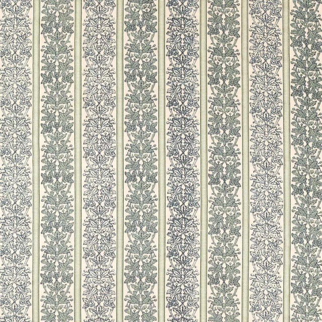 Morris & Co. Oak & Blossom Weave Fabric in Green/Indigo - a sample For Sale
