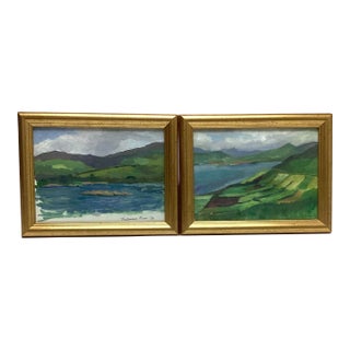 Pair Impressionist Landscapes by Beth Hoffman Small Paintings “The Kenimare River” 2006 For Sale