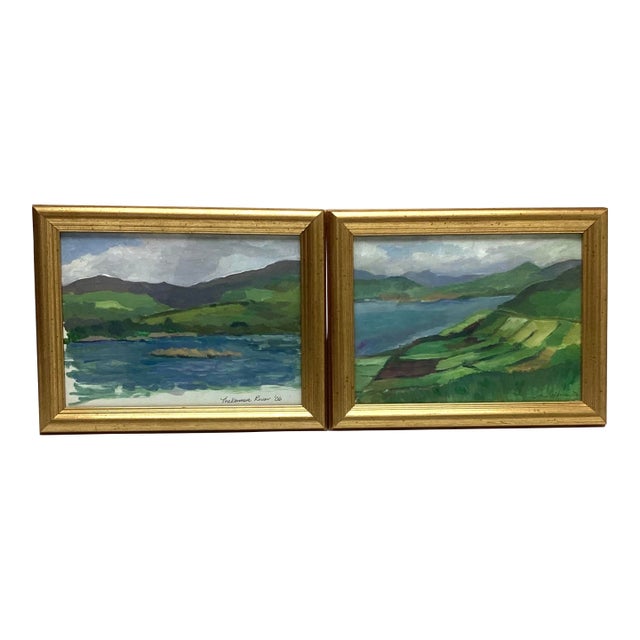 Pair Impressionist Landscapes by Beth Hoffman Small Paintings “The Kenimare River” 2006 For Sale