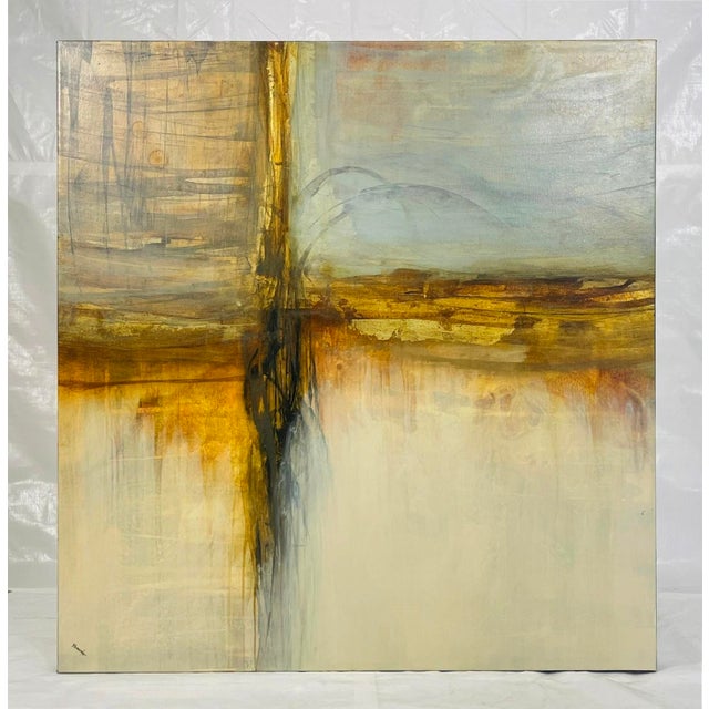 Large Abstract Landscape Oil Painting “Moon Light” by E. Remender For Sale - Image 4 of 15