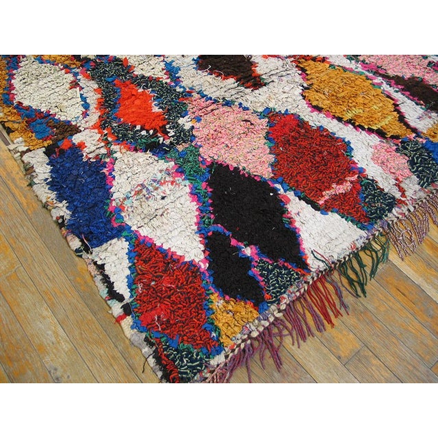 Tribal Antique / Vintage Mid Century Bold Tribal Colorful Moroccan Boucherouitte Hallway Runner Wool and Rag North African Area Rug For Sale - Image 3 of 5