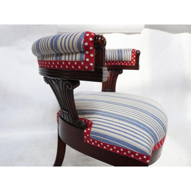 19th Century Carved Captain's Chair in Custom Upholstery For Sale - Image 11 of 16