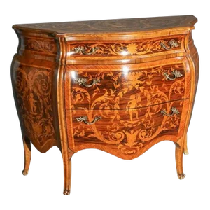 19th Century Lombard Italian Rococo Marquetry Kingwood and Tulipwood Bombé Commode