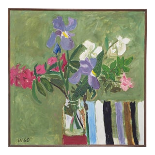 "Still Life With Flowers" Painting by Bryan Wilson 3 Ft. 1960 For Sale