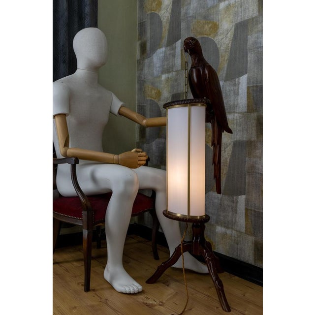 Italian Mid-Century Modern Parrot Floor Lamp Lantern attributed to Aldo Tura, 1950s For Sale - Image 4 of 18