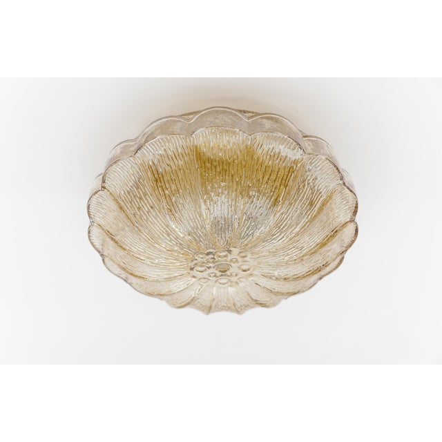 Mid-Century Modern Mid-Century Modern Amber Bubble Glass Flush Mount Lamp, 1960s For Sale - Image 3 of 10