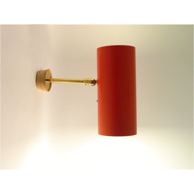 Cylinder Wall Lamp with Red Shade and Chrome Arm by J.T. Kalmar, 1960s For Sale - Image 11 of 11