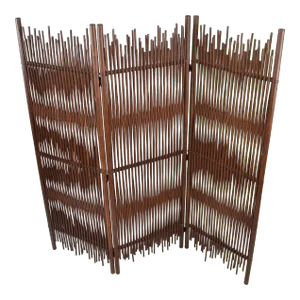 Mid-Century Modern Tall Solid Bamboo Wood Room Divider Screen Partition Italy