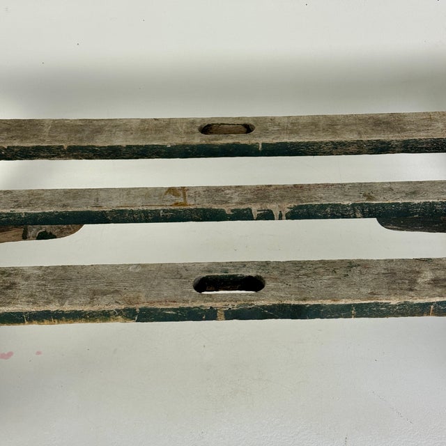 American Vintage Wooden Folding Garden Plant/Flower Display Bench With 3 Open Planks Top For Sale - Image 3 of 9