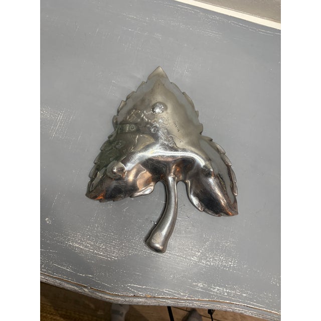 Silver Vintage Attributed to Bruce Fox Cast Aluminum Leaf Bowl For Sale - Image 8 of 10