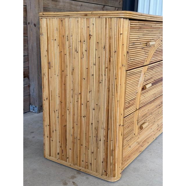 Vintage Restored Organic Modern Pencil Reed Rattan Arch Front Dresser For Sale - Image 9 of 12