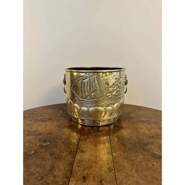 Metal Large Antique Victorian Dutch Brass Jardiniere, 1880 For Sale - Image 7 of 7
