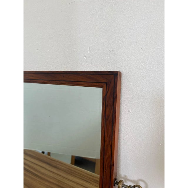 Vintage Wood Framed Mirror With Wood Inlay and Decorative Handles For Sale In Seattle - Image 6 of 7