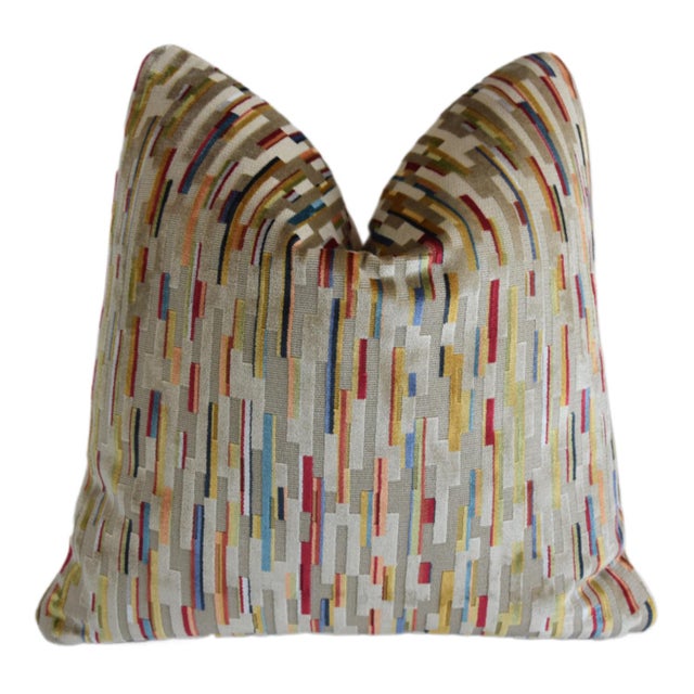 Mid-Century Modern Gp&j Baker Fairford Velvet Stripe Modern Contemporary Feather/Down Pillow For Sale - Image 3 of 7