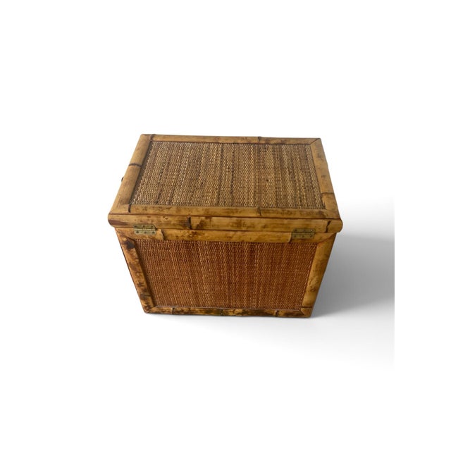 Gorgeous tortoise bamboo and seagrass trunk perfect for a table or storage with bronze hardware.