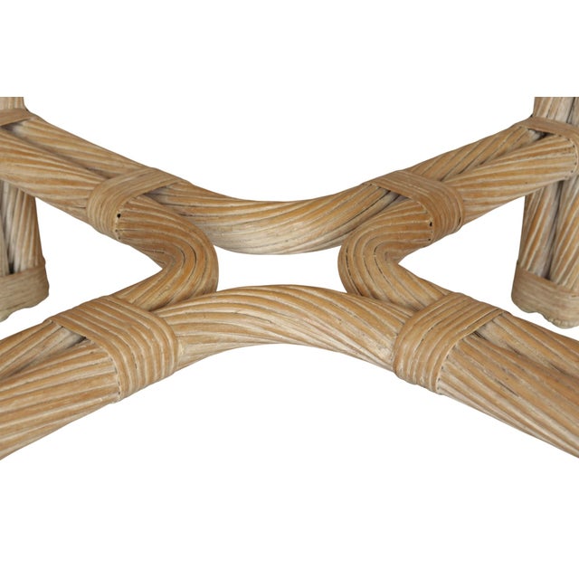 Wood Rattan and Bamboo Glass Top Side Table For Sale - Image 7 of 8