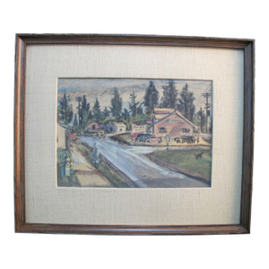 Charles Heaney Oregon Casein on Board Painting Framed Art Oregon Street Scene