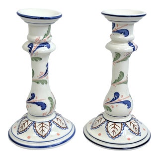 Vintage Majolica Tiffany & Co. Candle Holders - a Pair For Sale