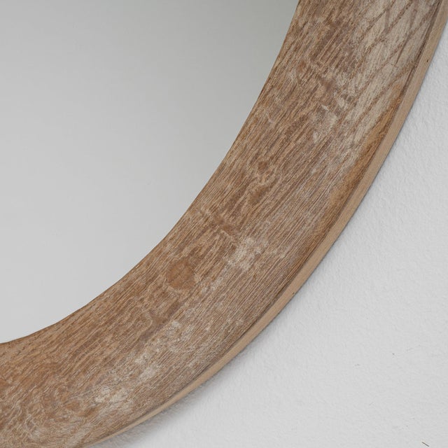 Wood 1900-1909 France Weathered Whitewash Cerused Oval Wall Mirror For Sale - Image 7 of 8