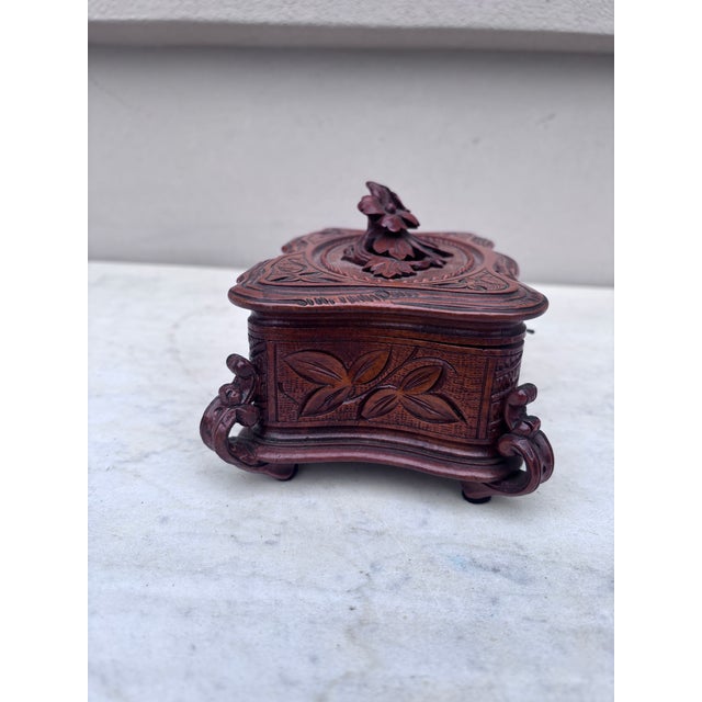 1900 - 1909 French Black Forest Carved Wood Box Circa 1900 For Sale - Image 5 of 8