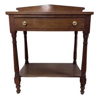 Antique American Late Sheraton Cherry Washstand With Lower Shelf For Sale