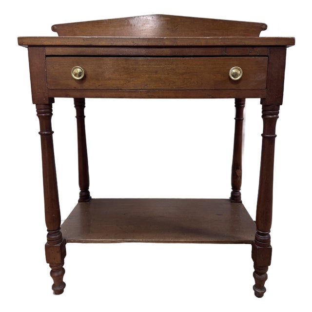 Antique American Late Sheraton Cherry Washstand With Lower Shelf For Sale