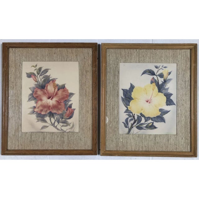 1940s 1940 Floral Still Life Original Airbrushed Painting by Ted Mundorff, Pair For Sale - Image 5 of 5