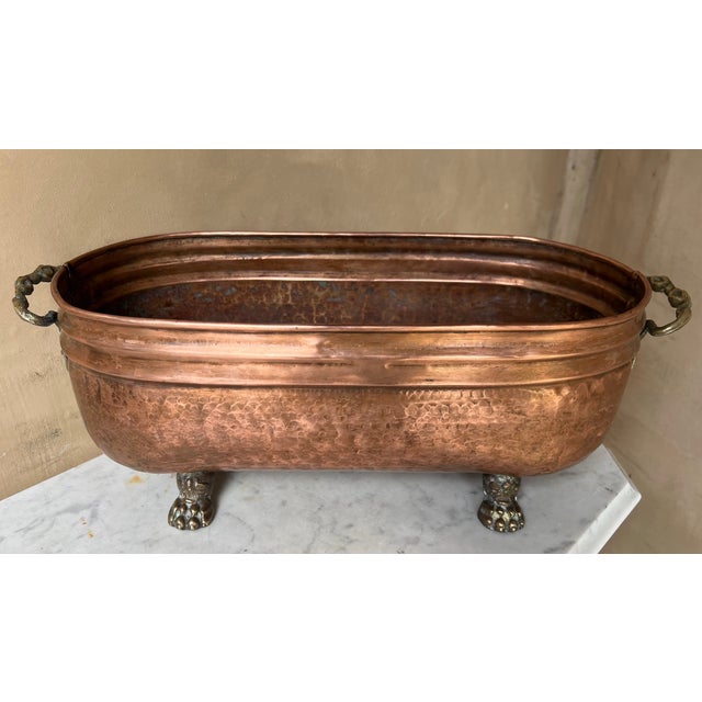 Copper Antique French Copper & Brass Jardeniere / Cachepot For Sale - Image 8 of 13