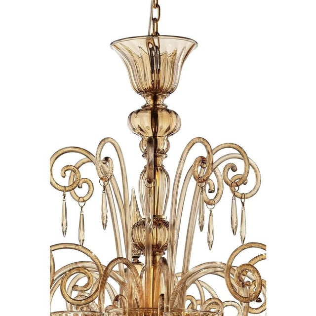 Lively Curls Murano Glass Chandelier in Dark Amber by Simoeng for Simoeng For Sale - Image 4 of 7