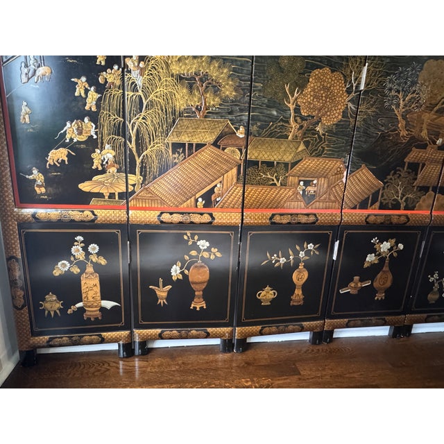 6 Panel Coromandel Lacquered Screen For Sale - Image 13 of 13