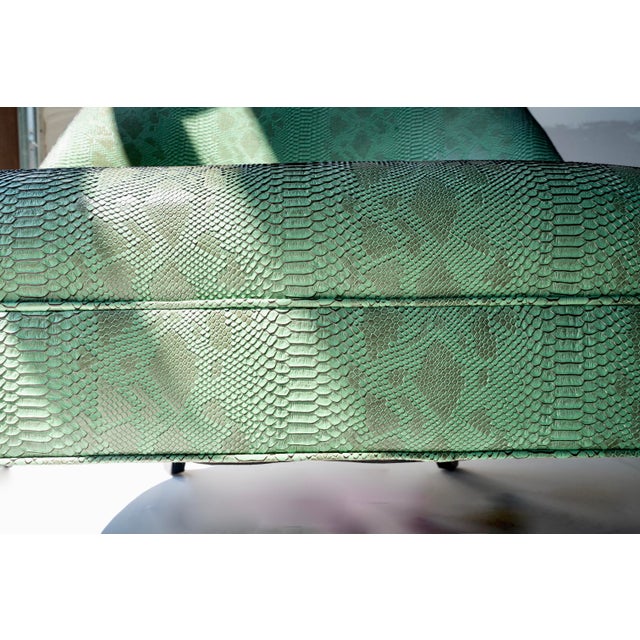 Green Vintage Round Back Green Upholstered Chair For Sale - Image 8 of 13