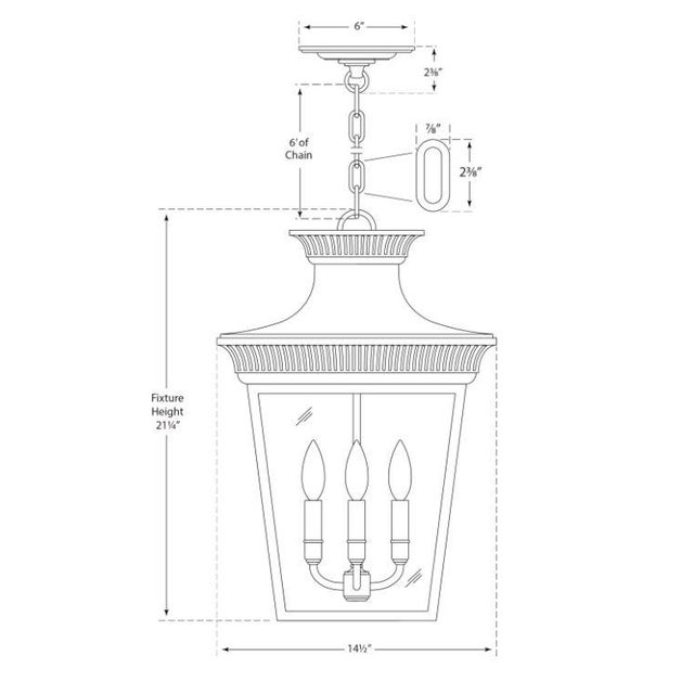 Traditional Chapman & Myers for Visual Comfort Signature Elsinore Medium Hanging Lantern in Black with Clear Glass For Sale - Image 3 of 3