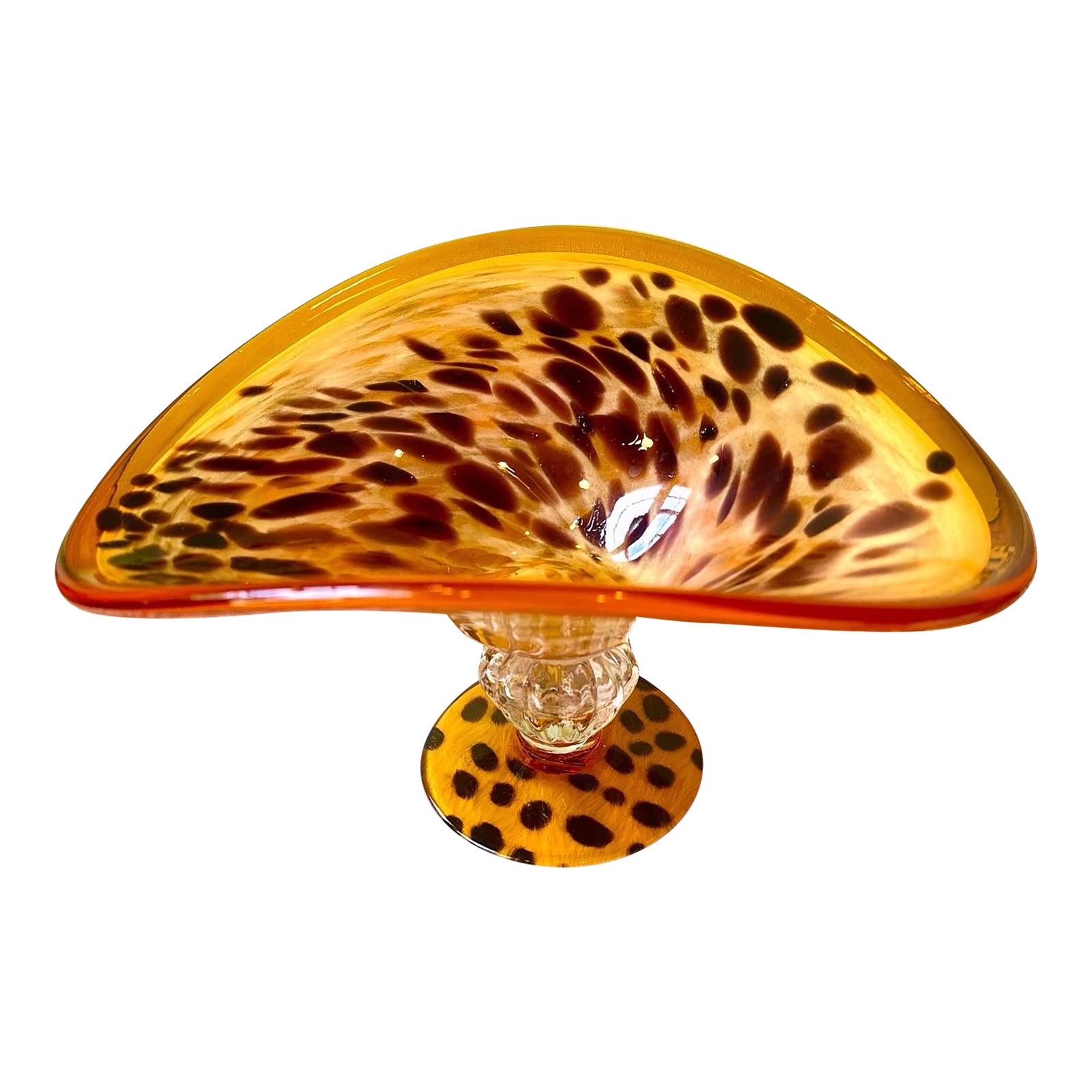 Vintage Tortoise Shell Style Murano Glass Compote | Chairish