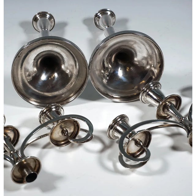 Art Nouveau Silver Three-Flame Candelabra from Lippa & Co, 1890s, Set of 2 For Sale - Image 6 of 9