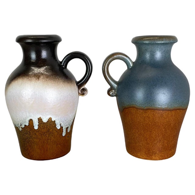 Fat Lava Pottery Vases from Scheurich, Germany, 1970s, Set of 2 For Sale