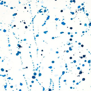 Schumacher Ink Splash Fabric in Blue For Sale
