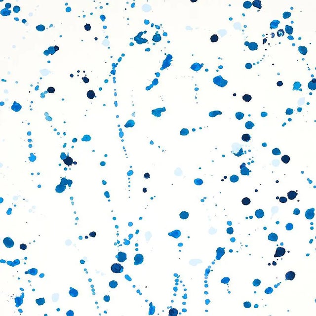 Schumacher Ink Splash Fabric in Blue For Sale