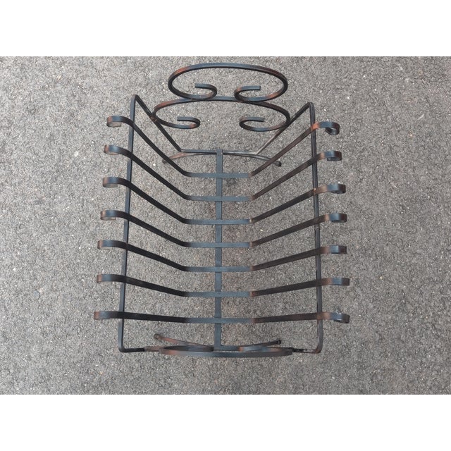 Mid 20th Century Vintage Scrolled Black Wrought Iron Magazine Rack For Sale - Image 5 of 6