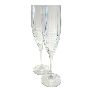 Late 20th Century Tiffany & Co. Plaid Champagne Flutes - a Pair For Sale