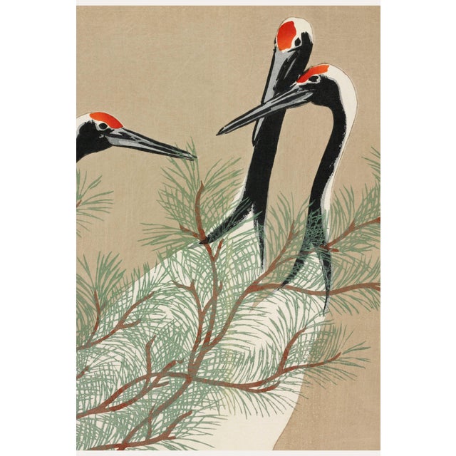 Japanese Cranes, Kamisaka Sekka, Japanese Woodblock Art Print Reproduction, 18" X 12" For Sale - Image 3 of 8