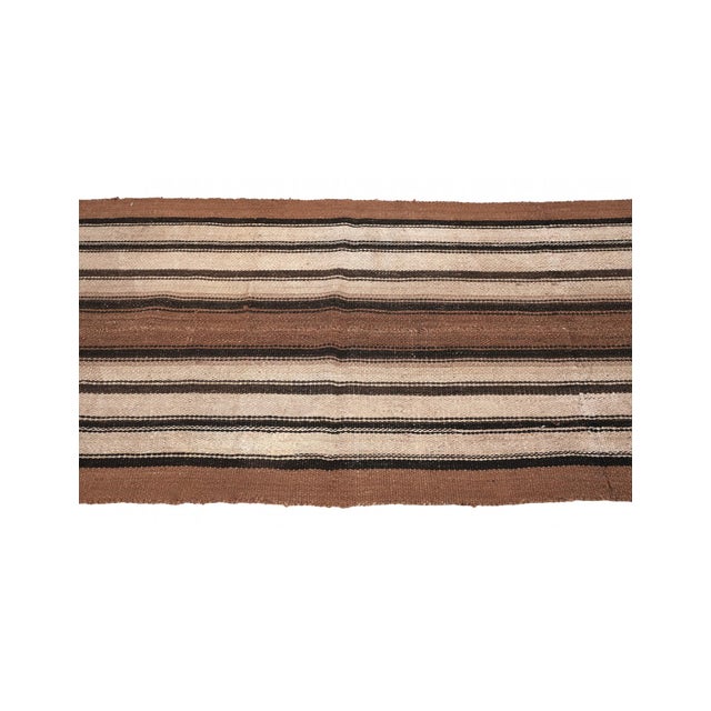 Striped Vintage Brown Kilim Rug - 2`9″ X 6`0″ For Sale - Image 4 of 6