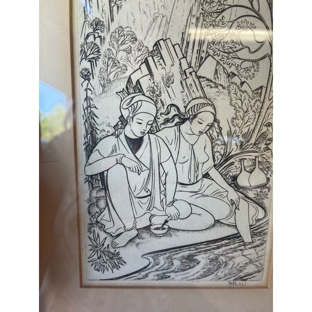 Mid 20th Century Framed Wood Engraving by John Buckland Wright for Rubaiyat of Omar Khayyam For Sale In Seattle - Image 6 of 9