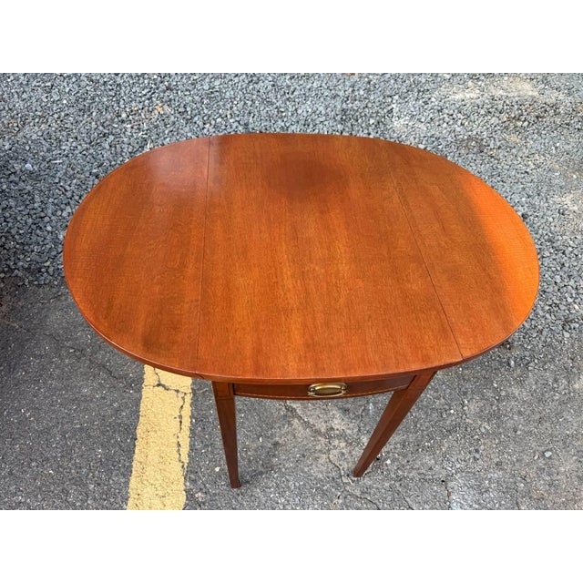Vintage Federal Style Mahogany Inlaid Pembroke Drop Leaf Tables For Sale - Image 10 of 15