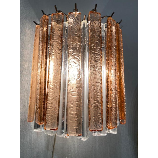 Italian Wall Sconces in Ice and Pink Triedri by Venini, Murano, 1980s, Set of 2 For Sale - Image 9 of 13